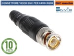 10 pezzi pz. connettore BNC maschio a vite per cavo coax RG59 CCTV