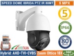 Speed Dome 5MPx Sensore Sony, 3in1 AHD TVI CVBS, PTZ, Zoom ottico 18x, IP66, Led 80mt