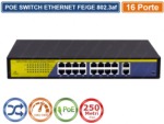 Vai alla scheda di: Switch POE 16 Porte POE + 2 Porte Uplink 10/100/1000 Mbps IEEE 802.3AF RJ45 per IP Cam