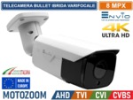 Telecamera Bullet 4in1 8MPx, Led 40mt, ottica motorizzata 4x, 4K ULTRA HD, IP65