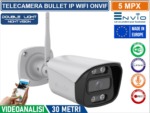 Telecamera Bullet IP 5MPx WIFI Double Light, POE, Onvif, H265+, Led 30 mt, visione notturna a colori, videoanalisi