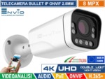 Telecamera Bullet IP 8MPx Double light, led 40mt, 4K Ultra HD, POE, Onvif, H.265+. Visione notturna a colori, Analisi Video