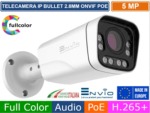 Telecamera Bullet IP POE 5MPx Full Color, Onvif, h.265+, visione notturna a colri 40 metri, Analisi Video